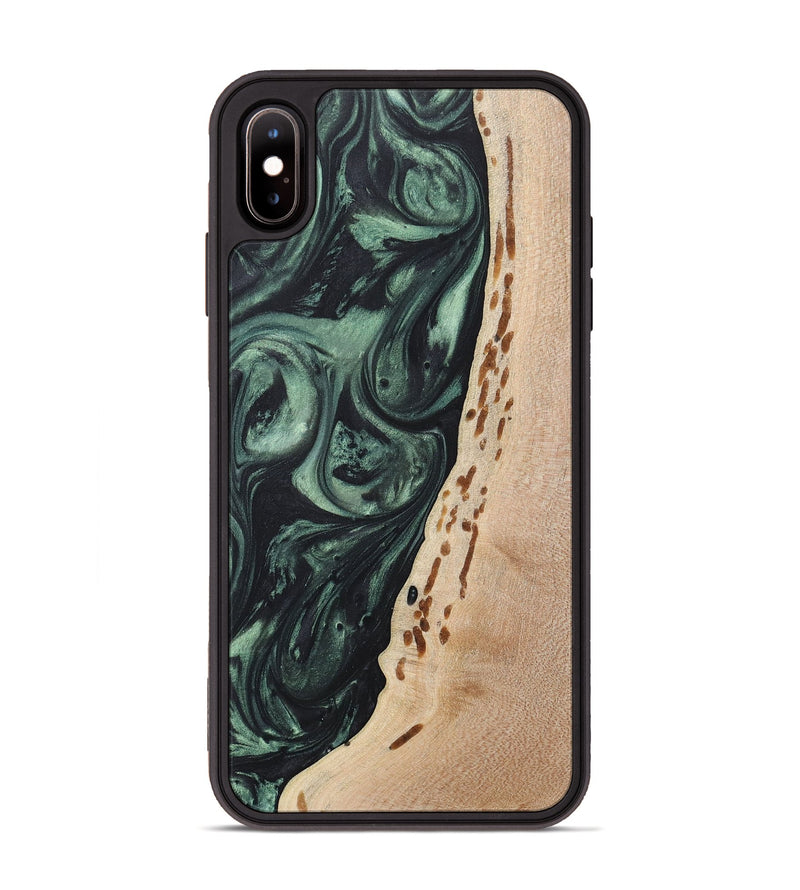 iPhone Xs Max Wood+Resin Phone Case - Josie (Green, 717592)