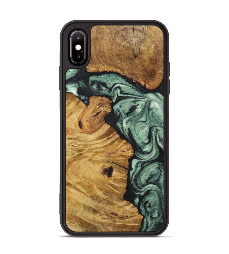 iPhone Xs Max Wood+Resin Phone Case - Braden (Green, 717594)