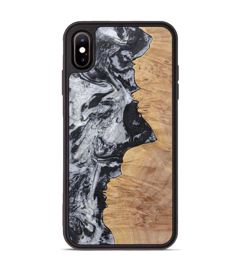 iPhone Xs Max Wood+Resin Phone Case - Goldie (Black & White, 717611)