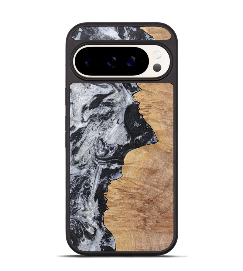 Pixel 9 Pro Wood+Resin Phone Case - Goldie (Black & White, 717611)