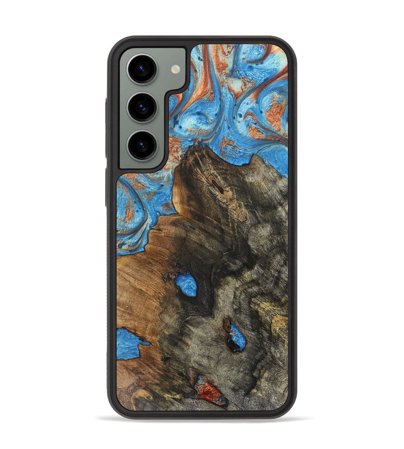 Galaxy S23 Plus Wood+Resin Phone Case - Isla (Teal & Gold, 717627)