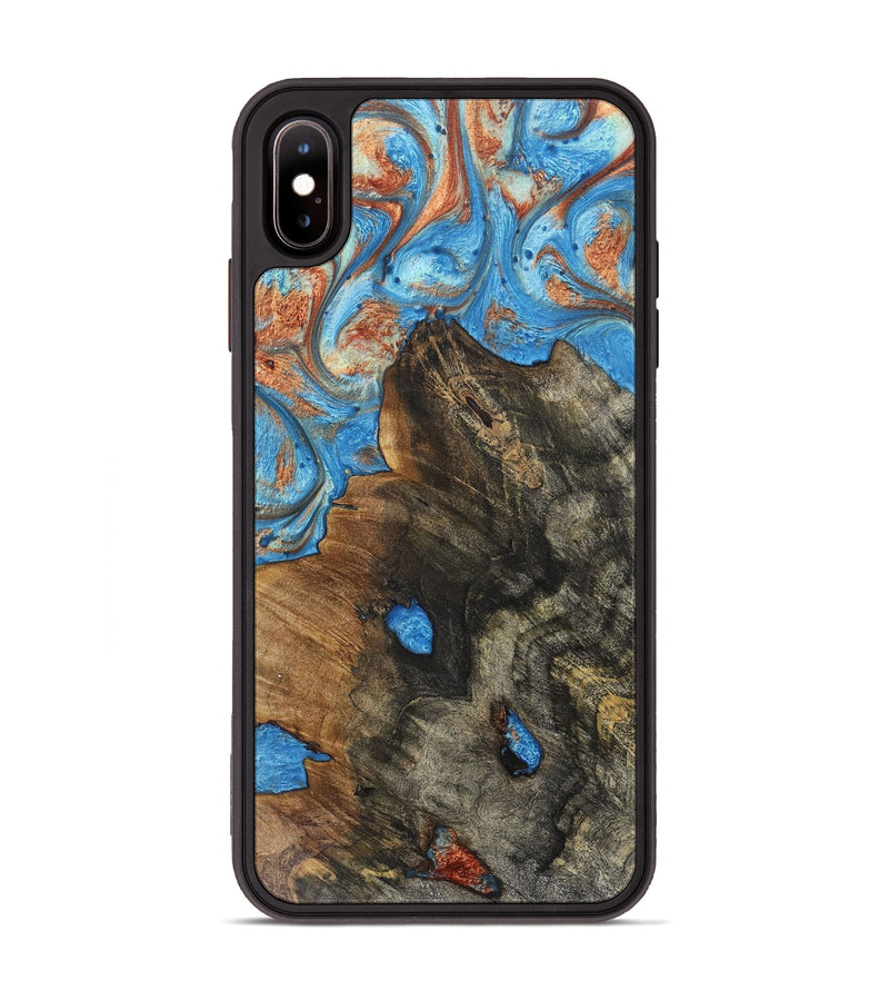 iPhone Xs Max Wood+Resin Phone Case - Isla (Teal & Gold, 717627)