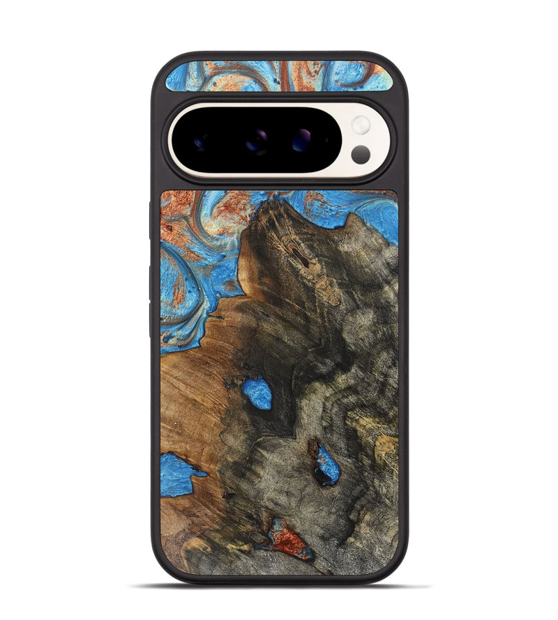 Pixel 9 Wood+Resin Phone Case - Isla (Teal & Gold, 717627)