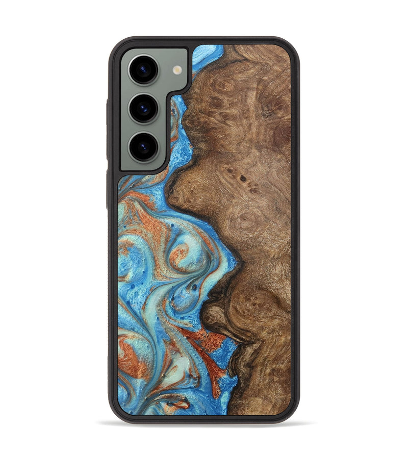 Galaxy S23 Plus Wood+Resin Phone Case - Jordyn (Teal & Gold, 717628)