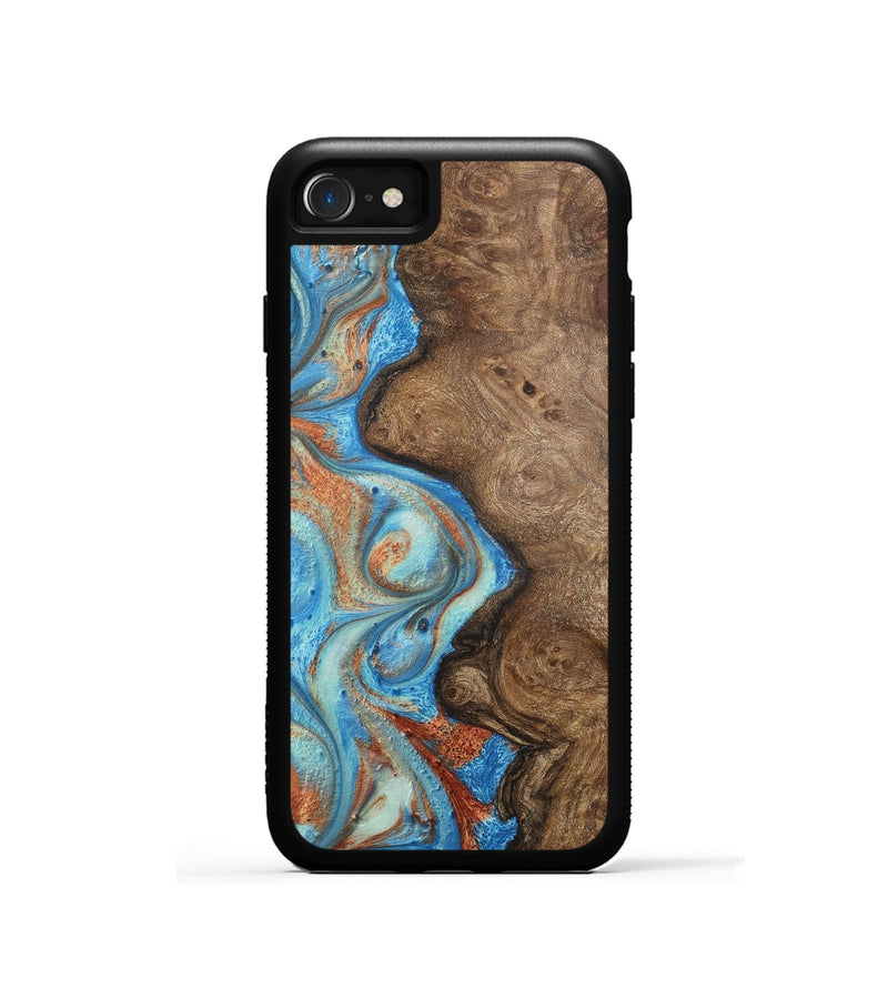 iPhone SE Wood+Resin Phone Case - Jordyn (Teal & Gold, 717628)