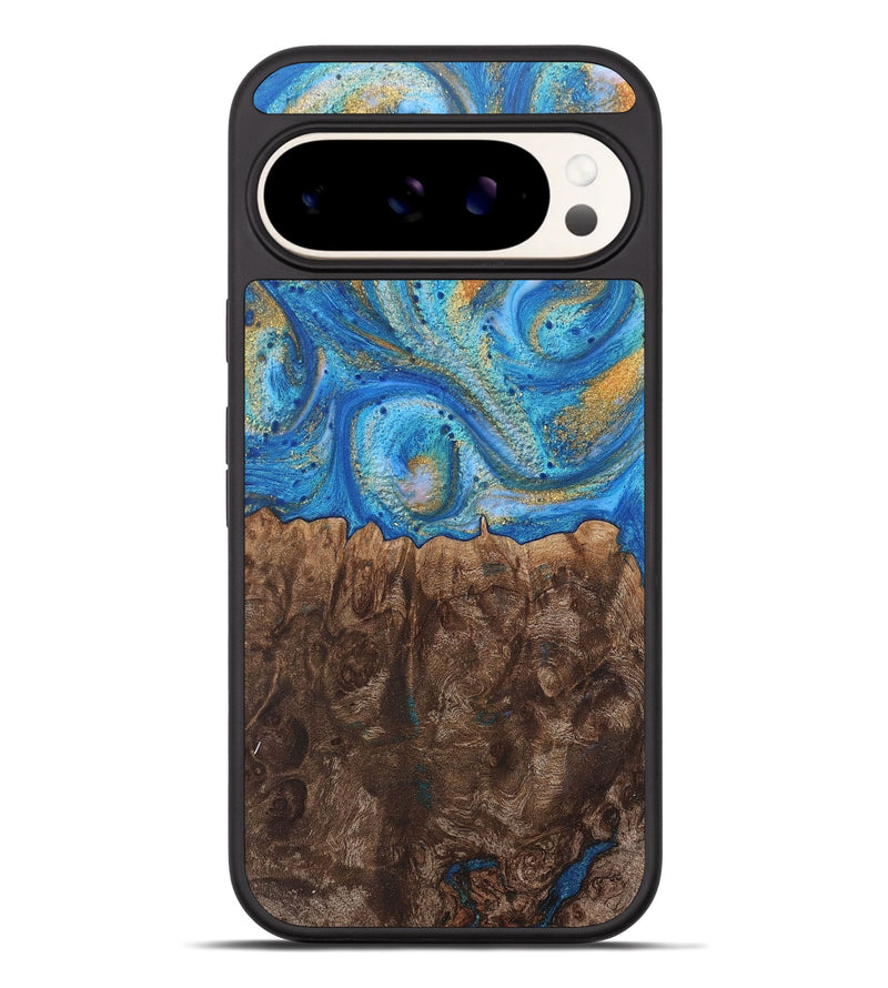 Pixel 9 Pro XL Wood+Resin Phone Case - Crystal (Teal & Gold, 717633)