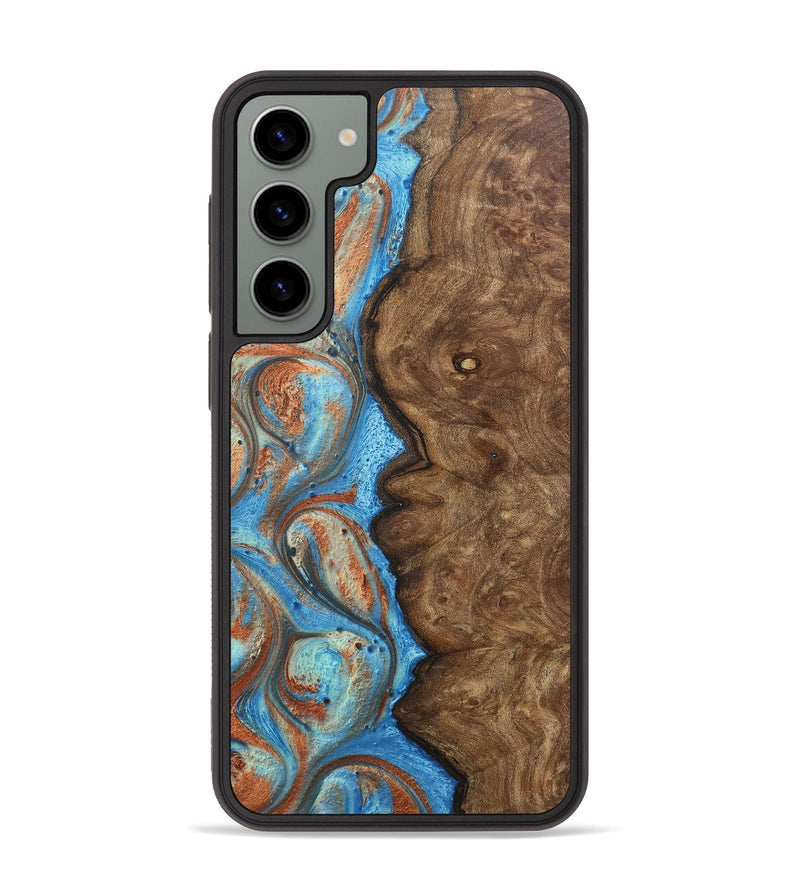 Galaxy S23 Plus Wood+Resin Phone Case - Brianna (Teal & Gold, 717634)