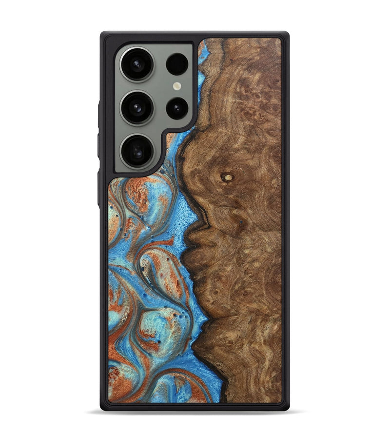 Galaxy S24 Ultra Wood+Resin Phone Case - Brianna (Teal & Gold, 717634)