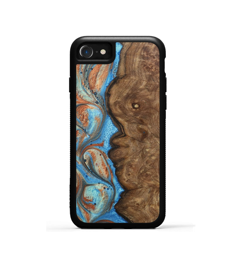 iPhone SE Wood+Resin Phone Case - Brianna (Teal & Gold, 717634)