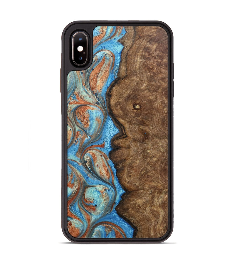 iPhone Xs Max Wood+Resin Phone Case - Brianna (Teal & Gold, 717634)