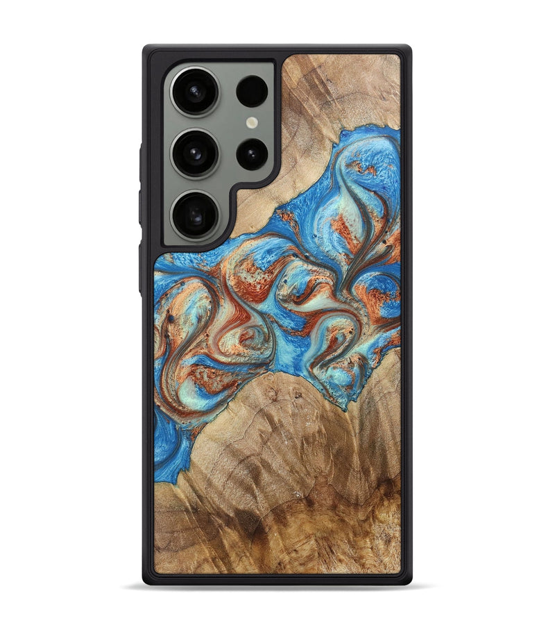 Galaxy S24 Ultra Wood+Resin Phone Case - Marshall (Teal & Gold, 717638)