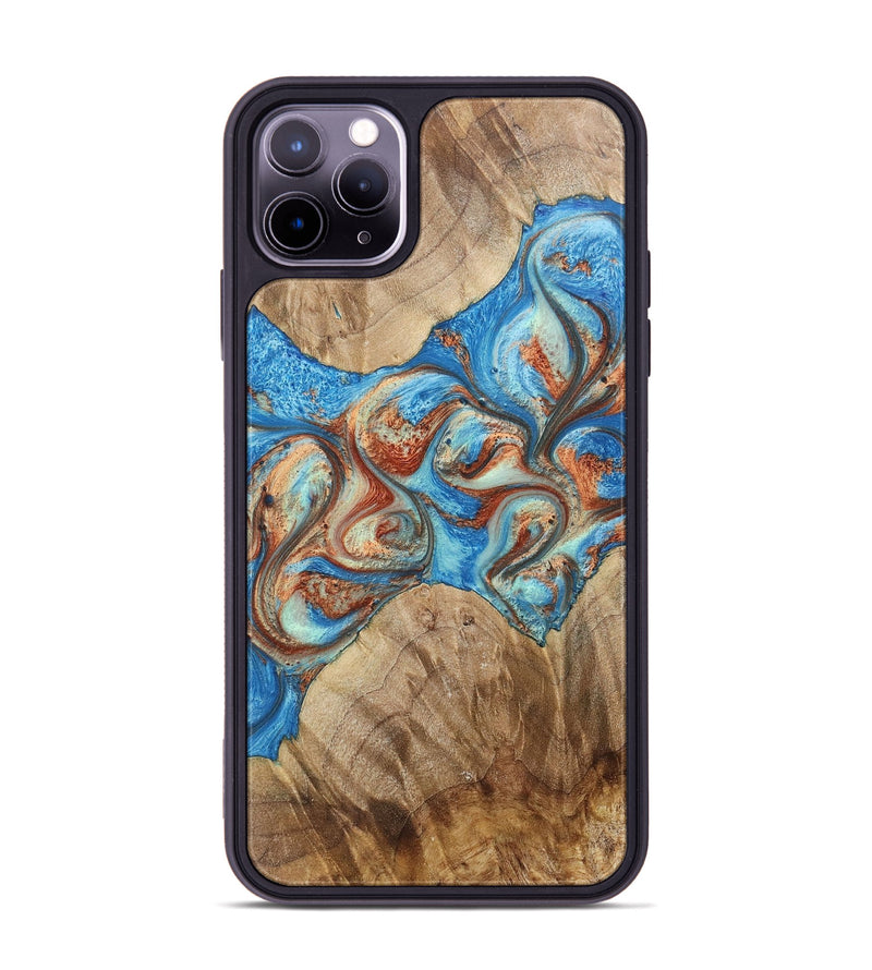 iPhone 11 Pro Max Wood+Resin Phone Case - Marshall (Teal & Gold, 717638)