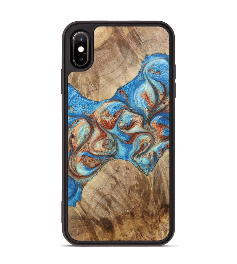 iPhone Xs Max Wood+Resin Phone Case - Marshall (Teal & Gold, 717638)