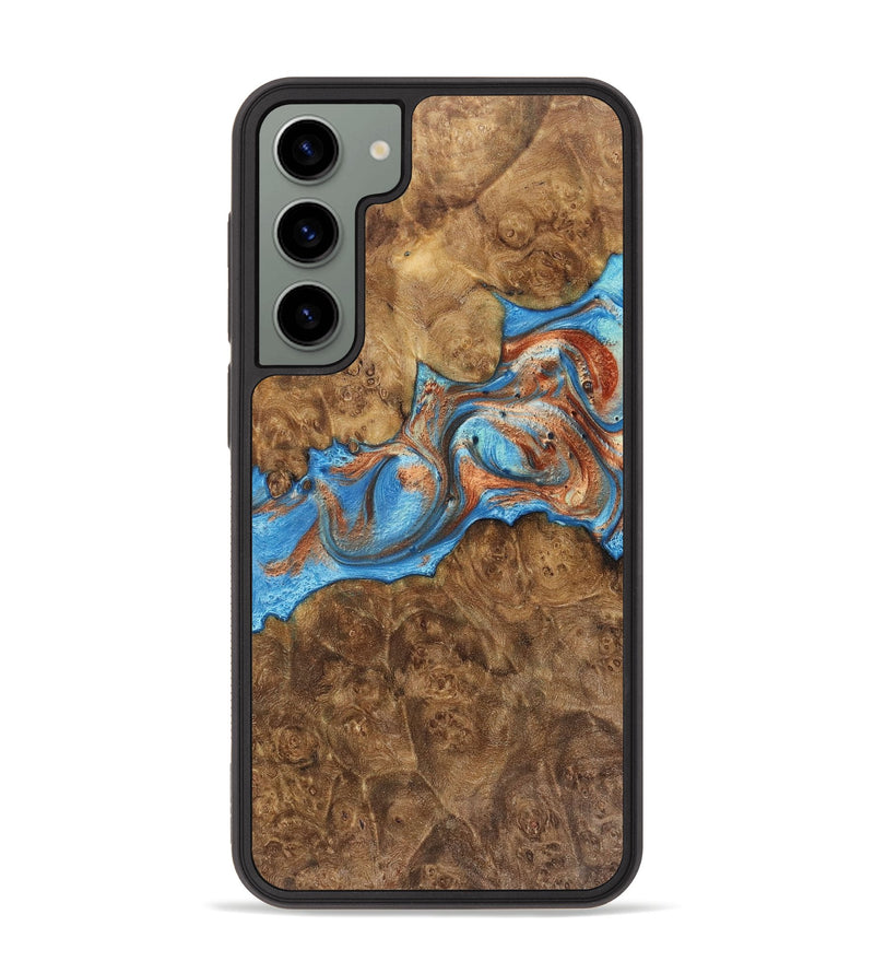 Galaxy S23 Plus Wood+Resin Phone Case - Reign (Teal & Gold, 717639)