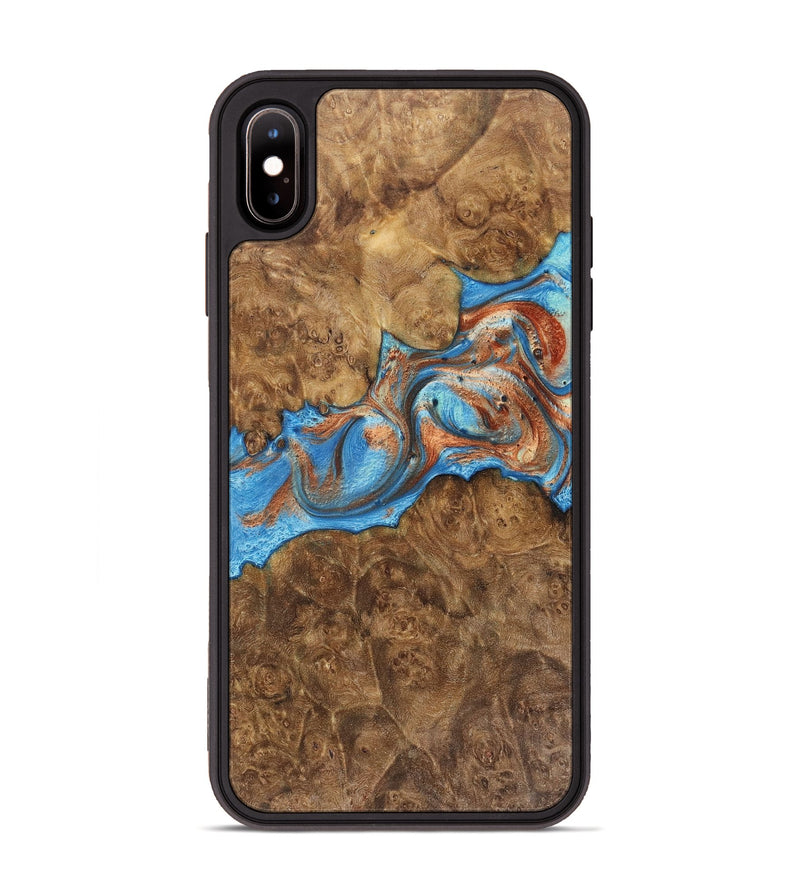 iPhone Xs Max Wood+Resin Phone Case - Reign (Teal & Gold, 717639)