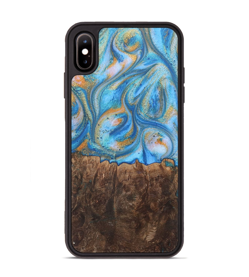 iPhone Xs Max Wood+Resin Phone Case - Aspen (Teal & Gold, 717641)