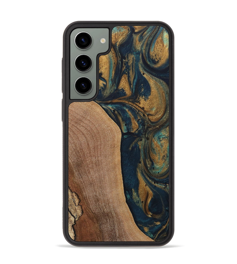 Galaxy S23 Plus Wood+Resin Phone Case - Kairo (Teal & Gold, 717645)