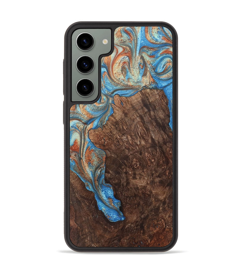 Galaxy S23 Plus Wood+Resin Phone Case - Darrell (Teal & Gold, 717650)