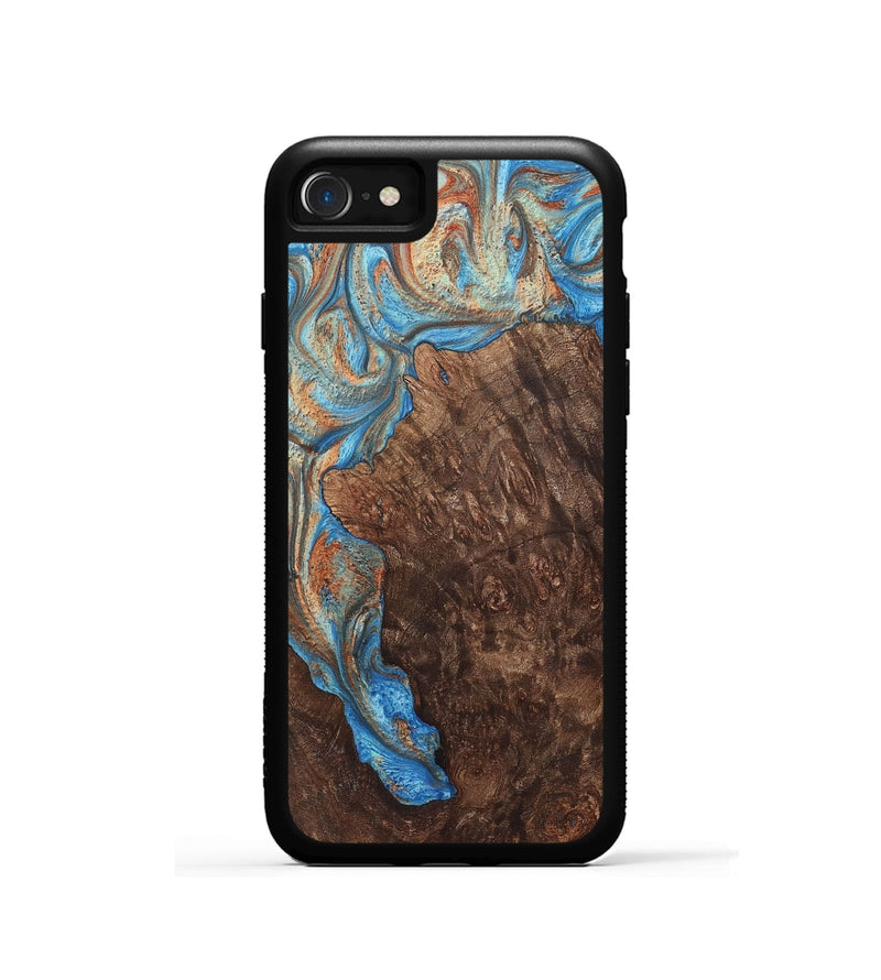 iPhone SE Wood+Resin Phone Case - Darrell (Teal & Gold, 717650)