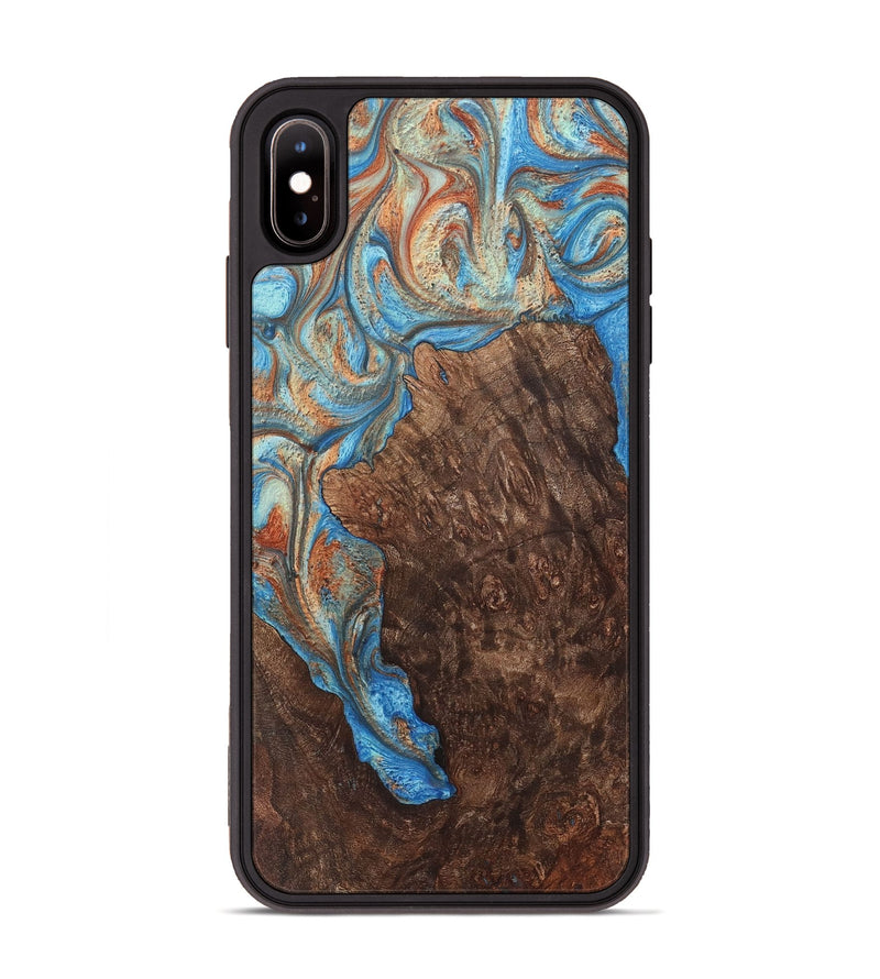 iPhone Xs Max Wood+Resin Phone Case - Darrell (Teal & Gold, 717650)