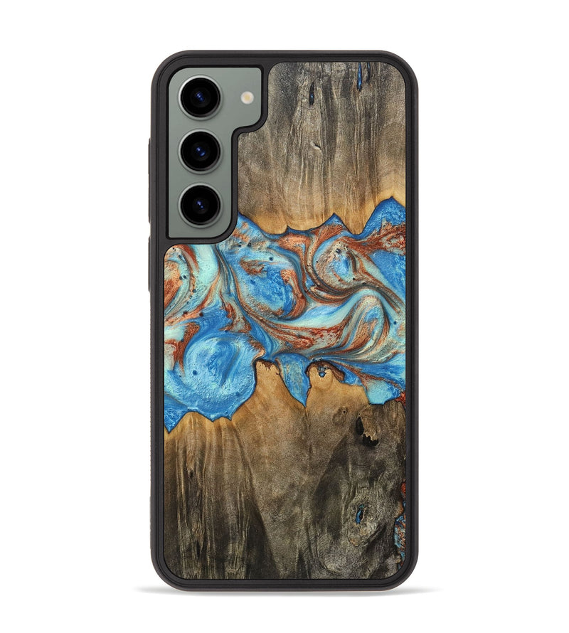 Galaxy S23 Plus Wood+Resin Phone Case - Charlene (Teal & Gold, 717665)