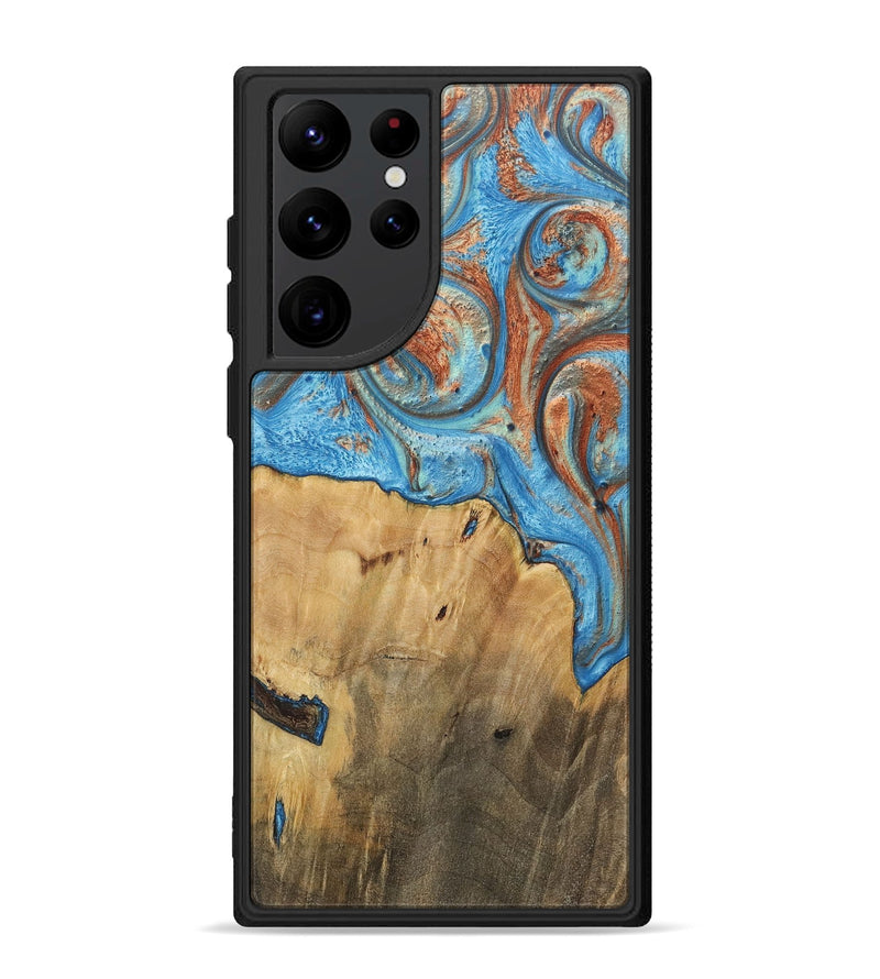 Galaxy S22 Ultra Wood+Resin Phone Case - Carlos (Teal & Gold, 717666)