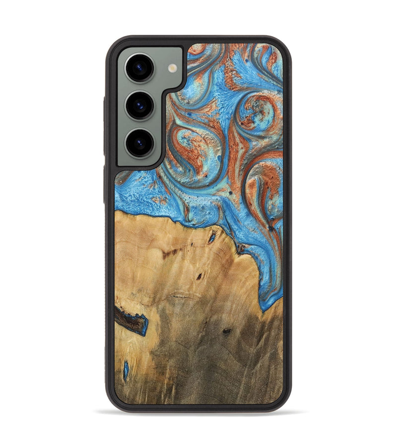 Galaxy S23 Plus Wood+Resin Phone Case - Carlos (Teal & Gold, 717666)