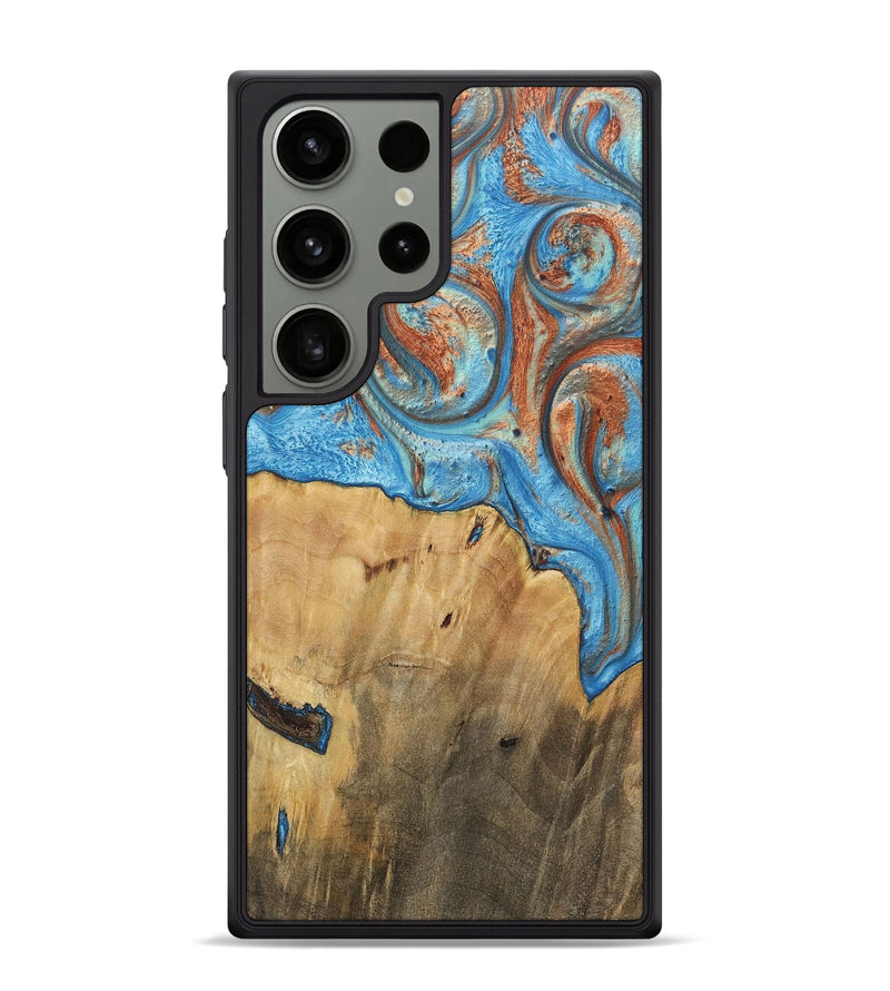 Galaxy S24 Ultra Wood+Resin Phone Case - Carlos (Teal & Gold, 717666)