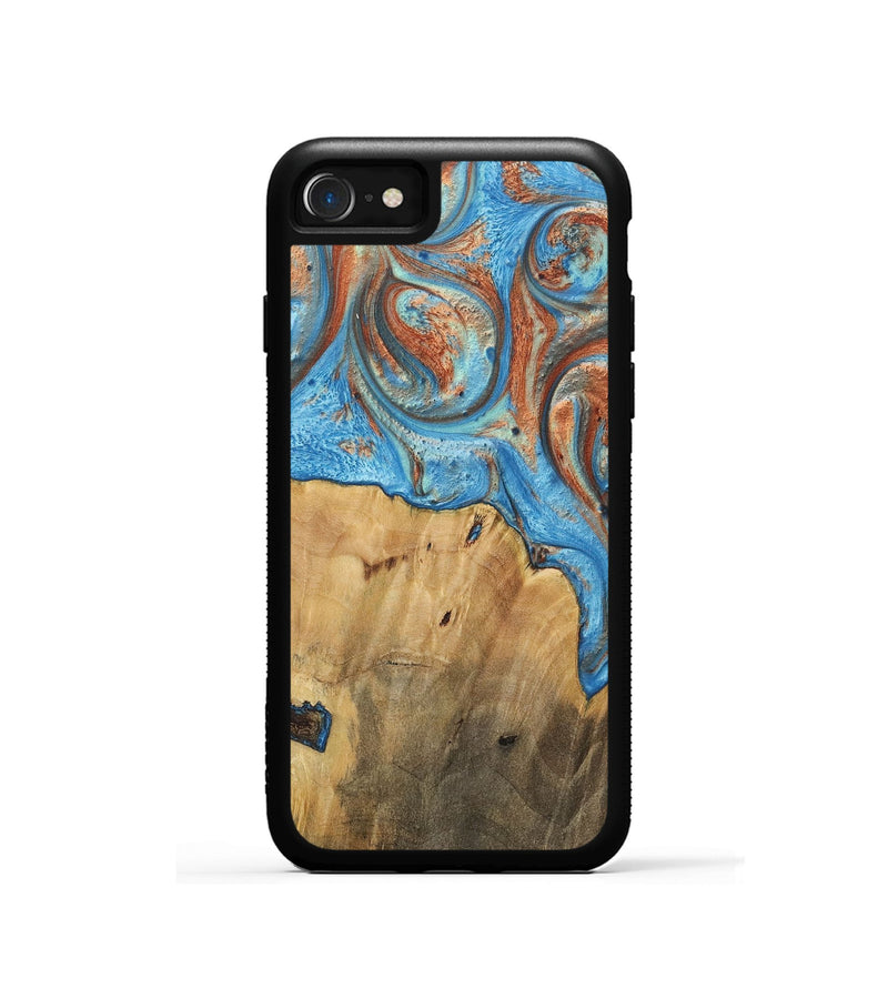 iPhone SE Wood+Resin Phone Case - Carlos (Teal & Gold, 717666)