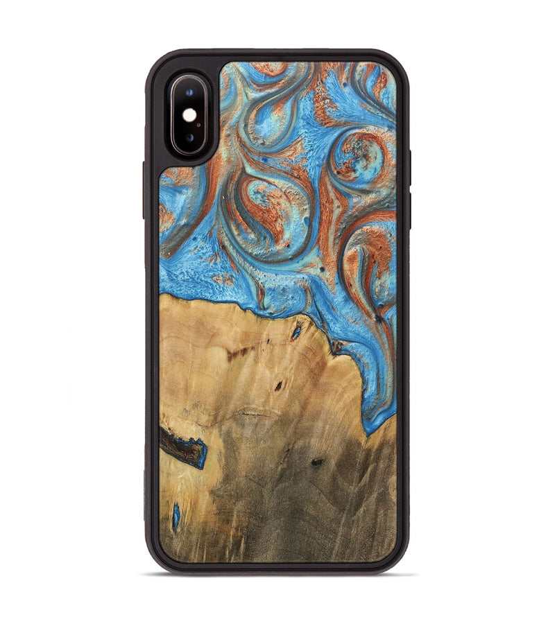 iPhone Xs Max Wood+Resin Phone Case - Carlos (Teal & Gold, 717666)