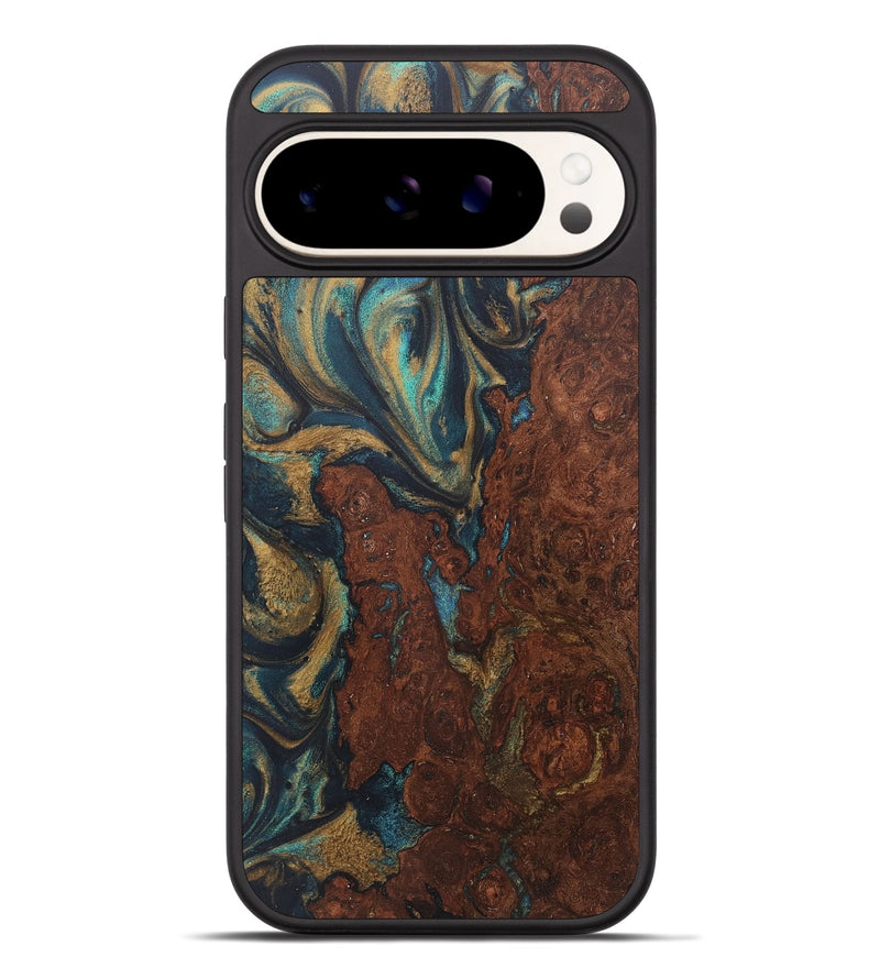 Pixel 9 Pro XL Wood+Resin Phone Case - Stacie (Teal & Gold, 717674)