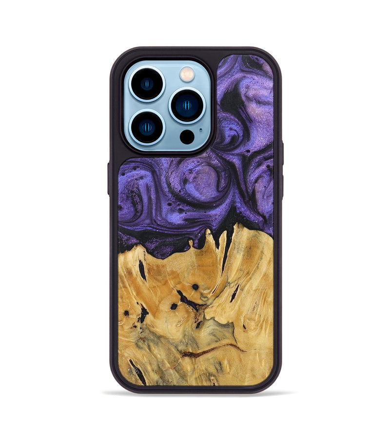 iPhone 14 Pro Wood+Resin Phone Case - Timmy (Purple, 717708)