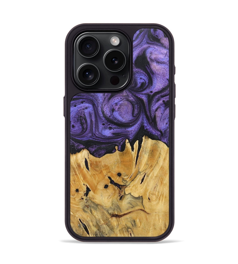 iPhone 15 Pro Wood+Resin Phone Case - Timmy (Purple, 717708)