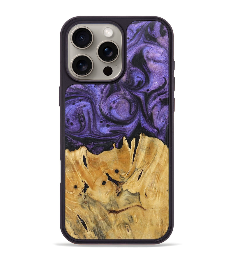 iPhone 16 Pro Max Wood+Resin Phone Case - Timmy (Purple, 717708)