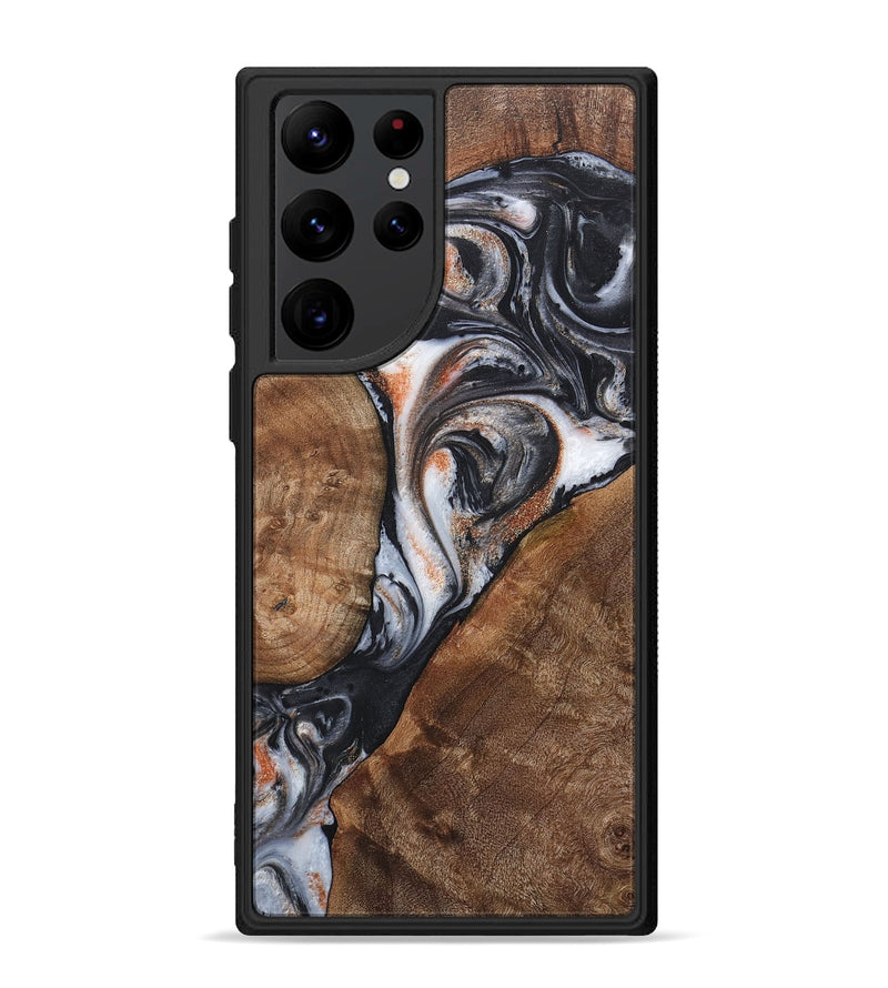 Galaxy S22 Ultra Wood+Resin Phone Case - Sophia (Pure Black, 717797)