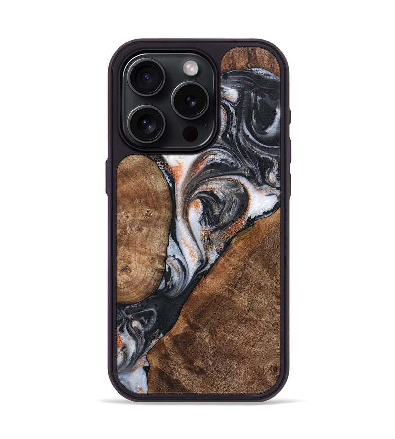 iPhone 15 Pro Wood+Resin Phone Case - Sophia (Pure Black, 717797)