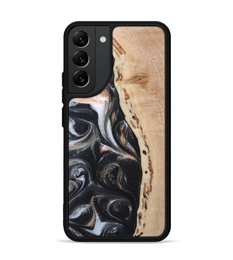 Galaxy S22 Plus Wood+Resin Phone Case - Melba (Pure Black, 717798)