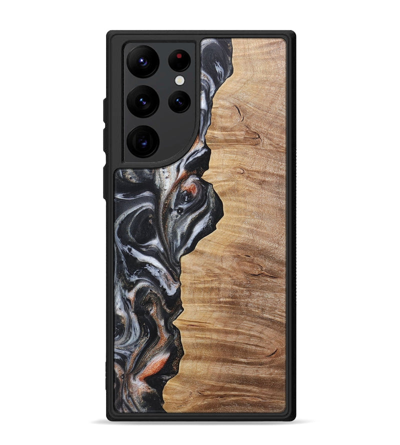 Galaxy S22 Ultra Wood+Resin Phone Case - Noah (Pure Black, 717801)