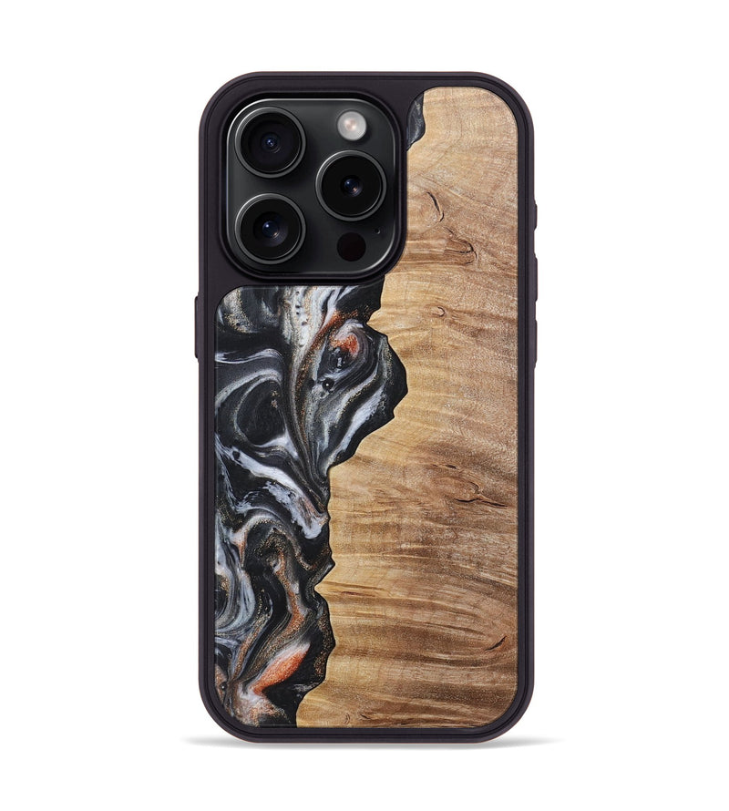 iPhone 15 Pro Wood+Resin Phone Case - Noah (Pure Black, 717801)