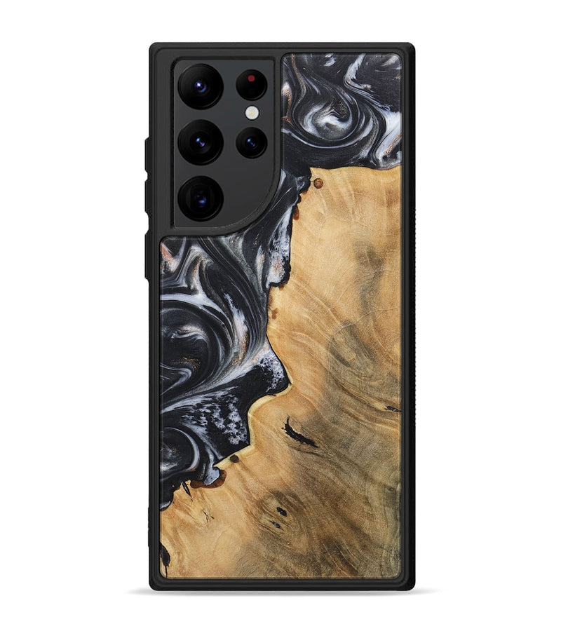 Galaxy S22 Ultra Wood+Resin Phone Case - Finley (Black & White, 717802)