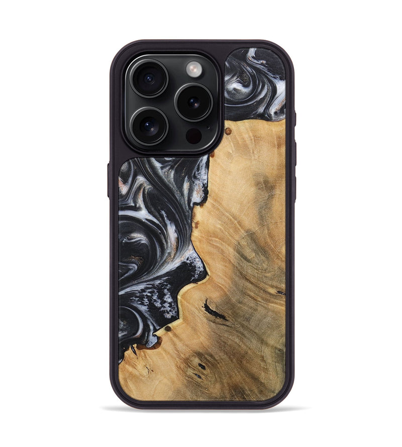 iPhone 15 Pro Wood+Resin Phone Case - Finley (Black & White, 717802)