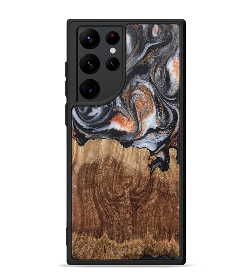 Galaxy S22 Ultra Wood+Resin Phone Case - Sheena (Black & White, 717806)