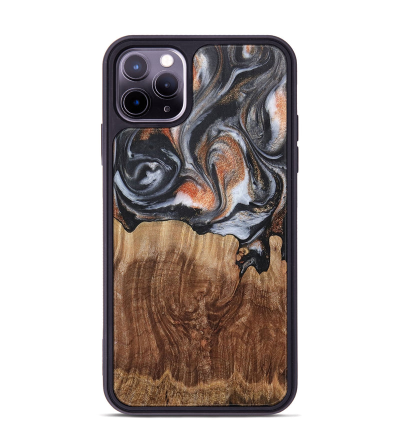 iPhone 11 Pro Max Wood+Resin Phone Case - Sheena (Black & White, 717806)