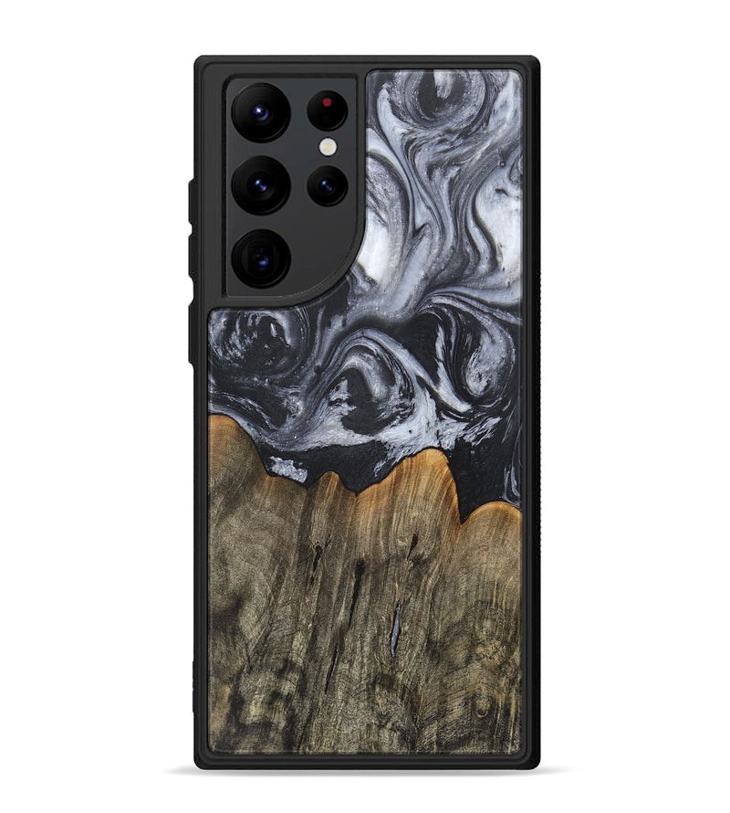 Galaxy S22 Ultra Wood+Resin Phone Case - Rene (Black & White, 717813)