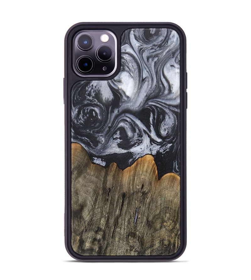 iPhone 11 Pro Max Wood+Resin Phone Case - Rene (Black & White, 717813)