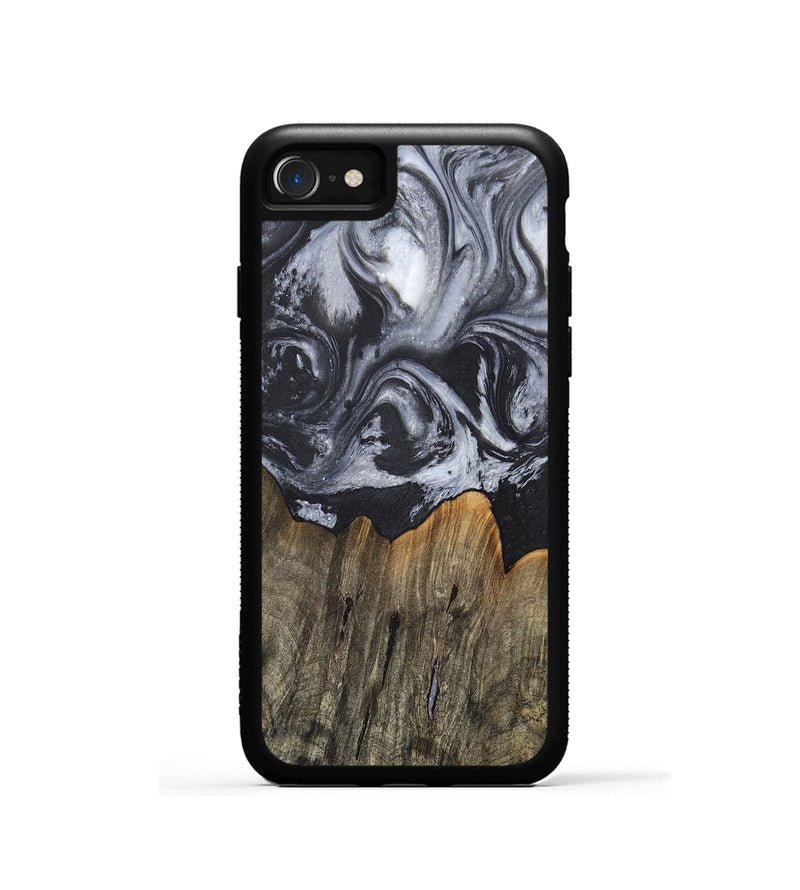 iPhone SE Wood+Resin Phone Case - Rene (Black & White, 717813)