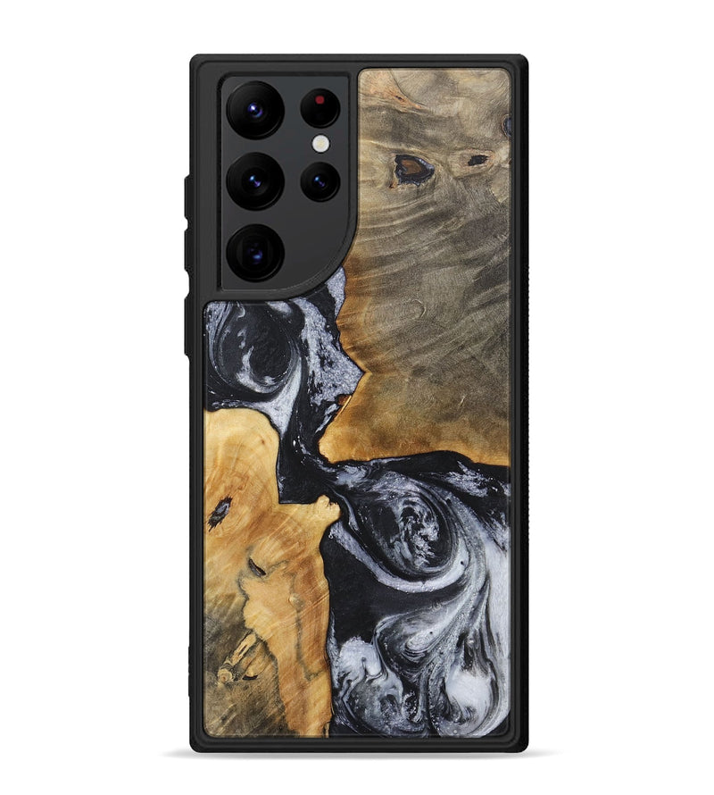 Galaxy S22 Ultra Wood+Resin Phone Case - Oaklynn (Black & White, 717815)