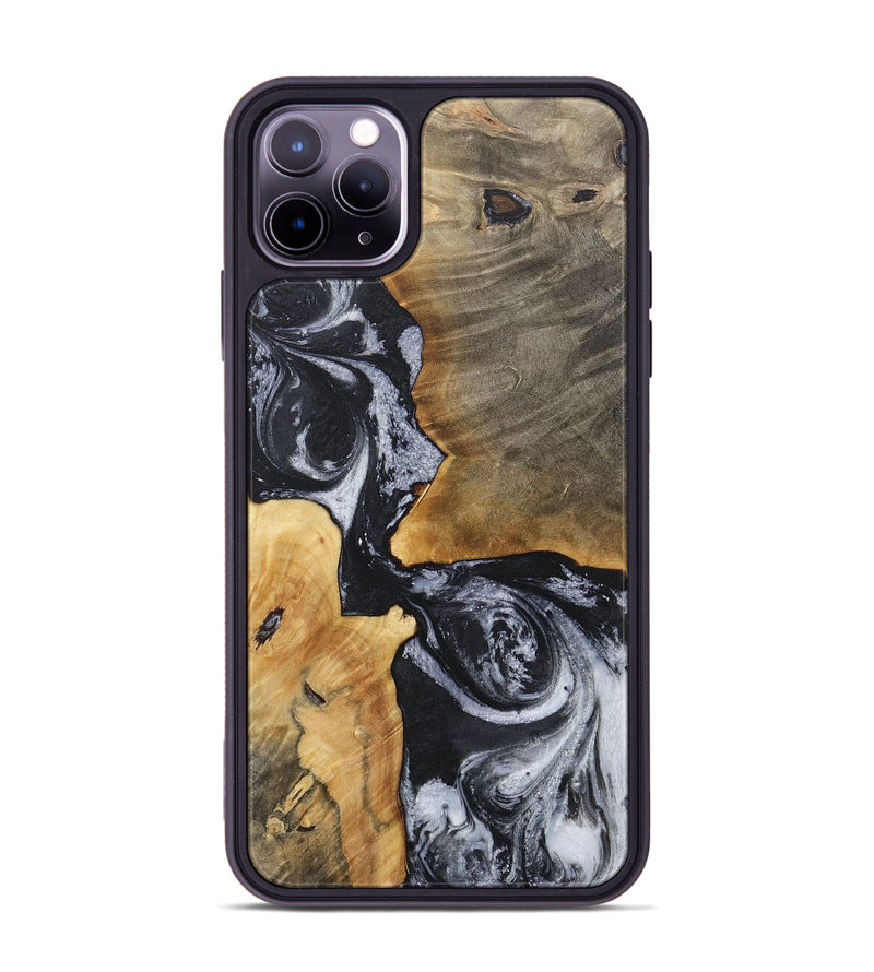 iPhone 11 Pro Max Wood+Resin Phone Case - Oaklynn (Black & White, 717815)