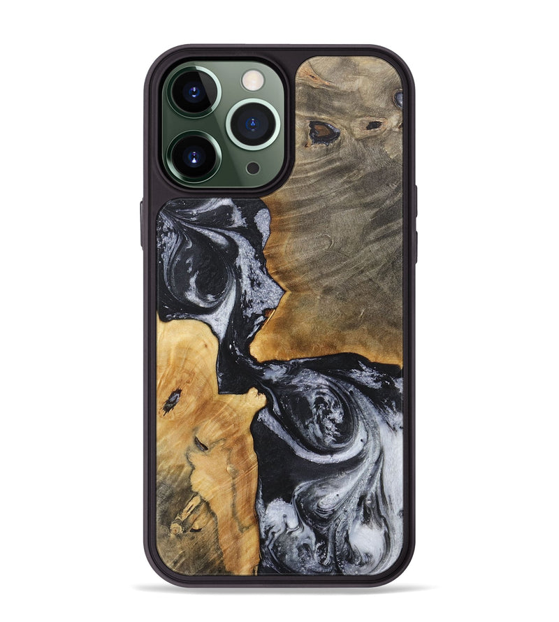 iPhone 13 Pro Max Wood+Resin Phone Case - Oaklynn (Black & White, 717815)