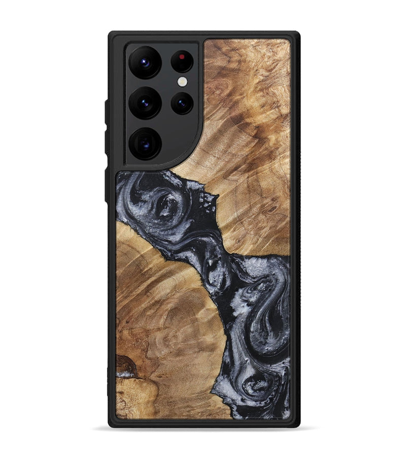 Galaxy S22 Ultra Wood+Resin Phone Case - Wanda (Black & White, 717816)